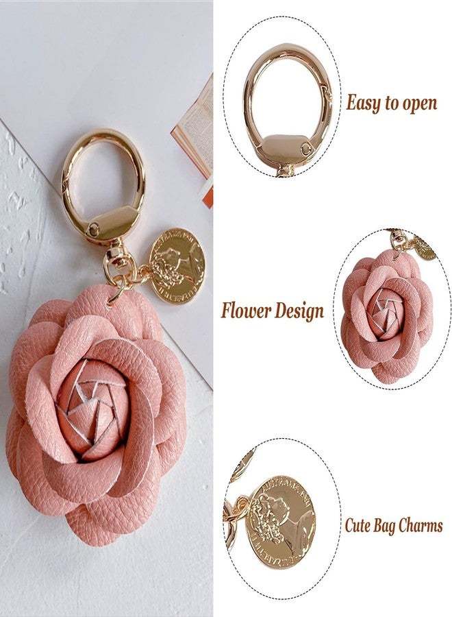 Hoheng Bag Purse Charms for Handbags White Red Flower Leather Anthropologie Keychain Birthday Gifts for Women Girls - Image 4